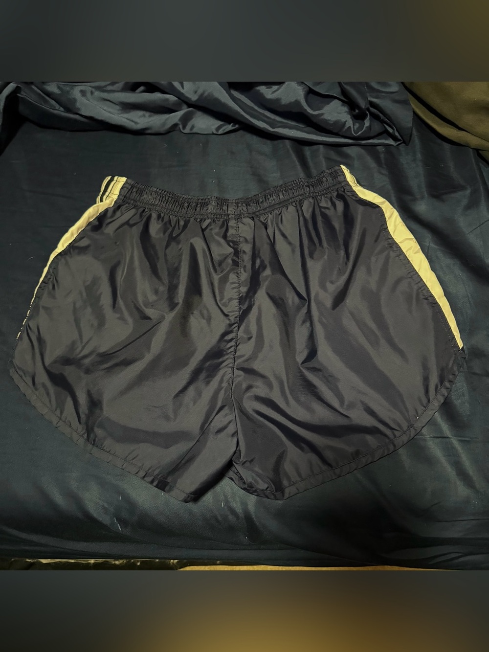 VTG Nike Navy White Running Nylon Shorts Unlined - Picture 2 of 5